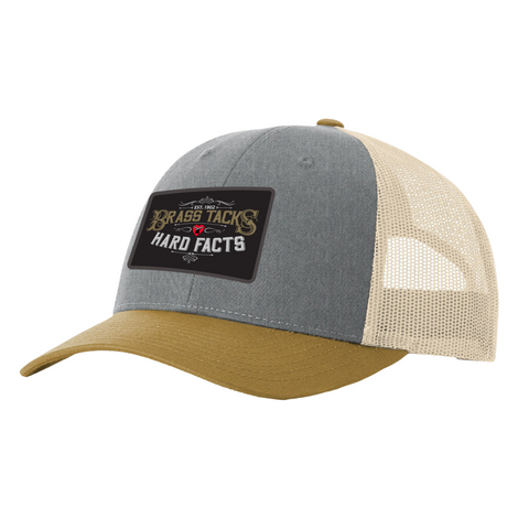 Brass Tacks Hard Facts Trucker Hat - Grey / Birch / Amber Gold